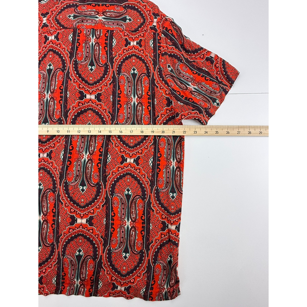 Denim & Flower Ricky Singh Mens XL Paisley Short Sleeve Button Up Shirt Red - Picture 7 of 8